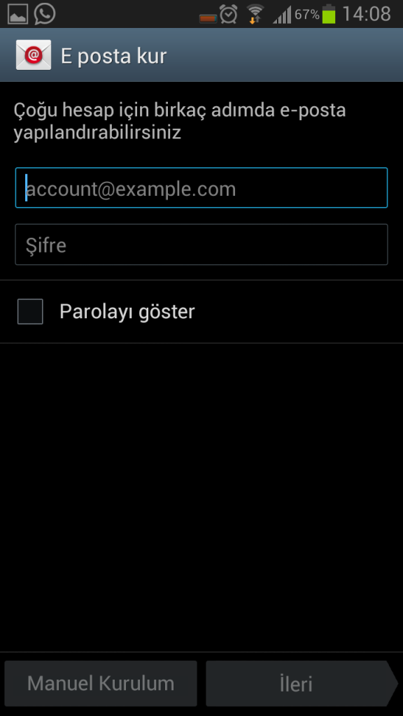 Android Mail Kurulumu