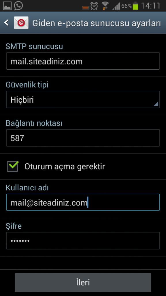 Android Mail Kurulumu