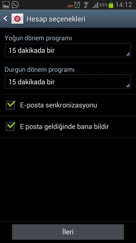 Android Mail Kurulumu