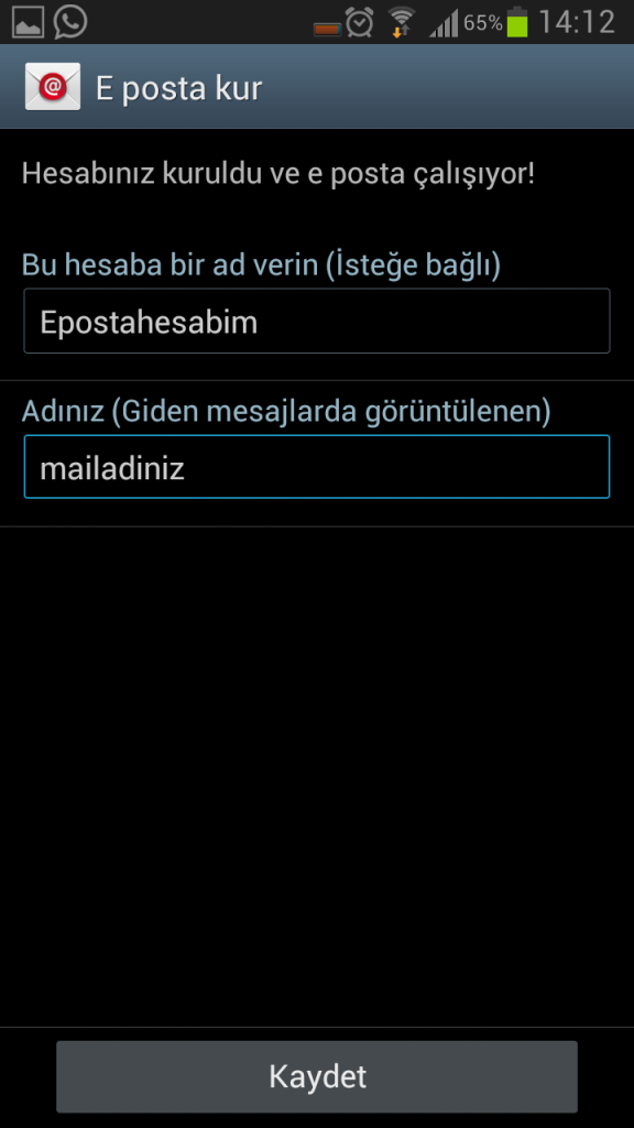 Android Mail Kurulumu