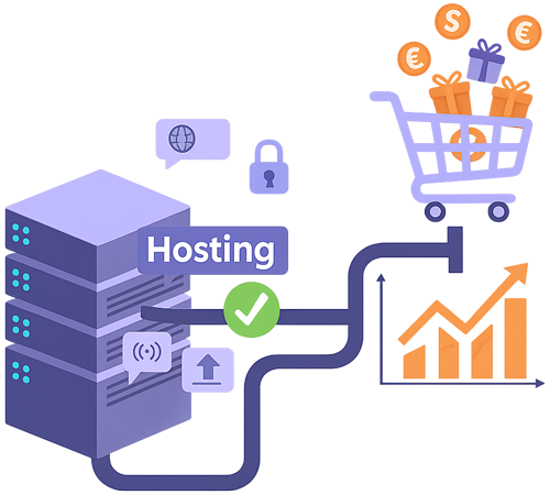 Hosting-Performance Illustration: Website-Geschwindigkeit mit der richtigen Hosting-Wahl steigern
