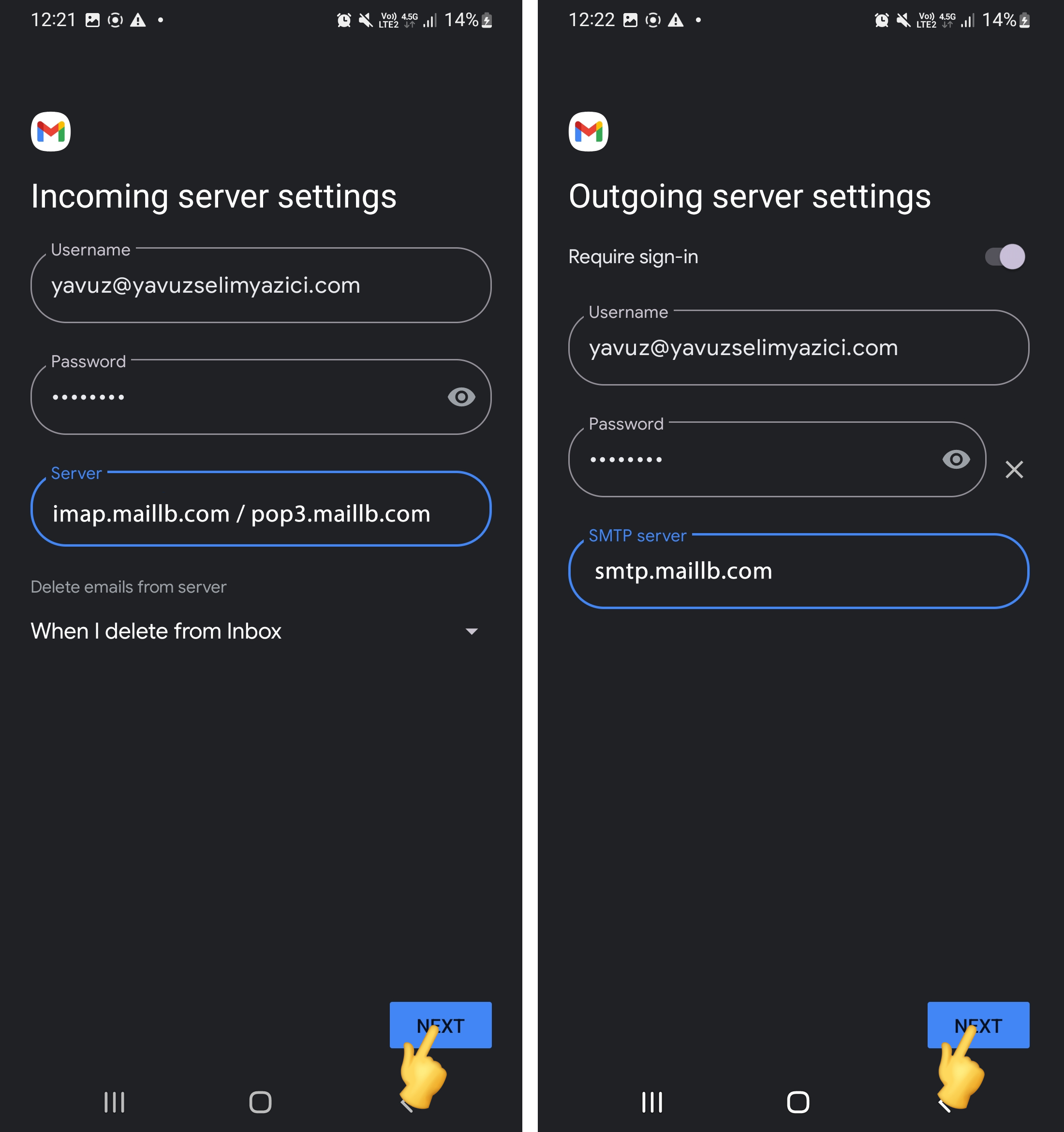 Android Mail Setup - Atak Domain