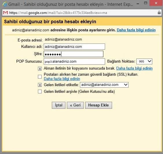 Gmail’e E-Posta Adresi Eklemek