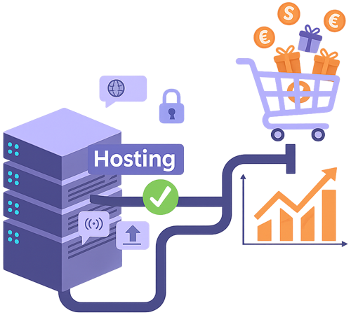 Hosting-Performance Illustration: Website-Geschwindigkeit mit der richtigen Hosting-Wahl steigern