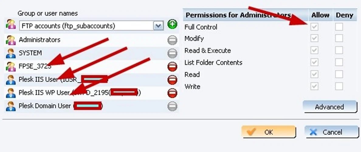 Plesk Control Panel&rsquo;de yazma izni nasıl verilir?