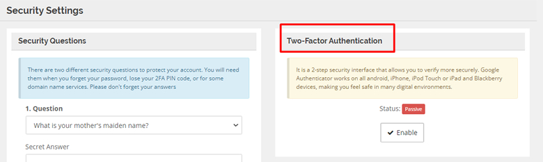 How to Activate Two Way Verification? - Atak Domain