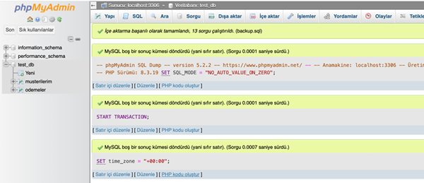 SQL dosyalarını bir MySQL veritabanında i&ccedil;e aktarın