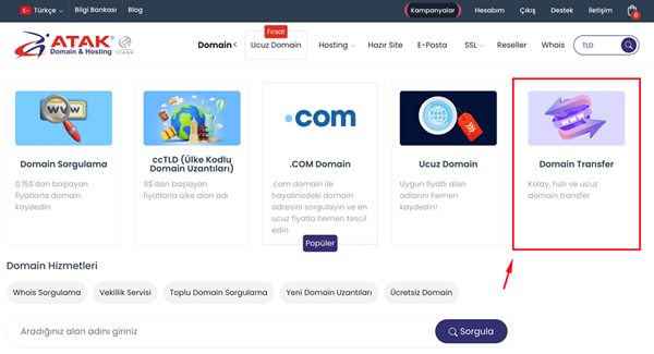 Farklı firmada bulunan domain, atakdoamin hesabıma nasıl transfer edebilirim ?