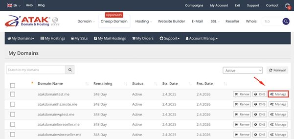 Transfer of my domain address outside of Atak Domain