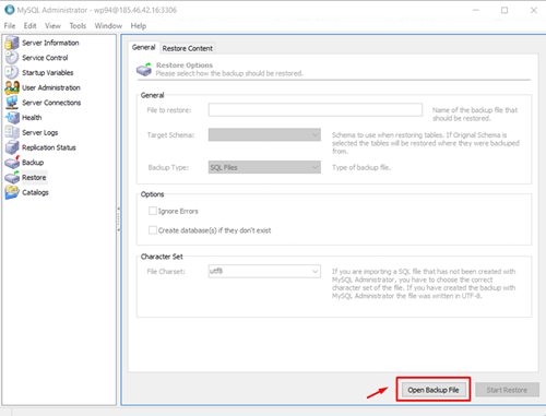MySQL Administrator ile Veritabanı Geri Y&uuml;kleme Nasıl Yapılır?
