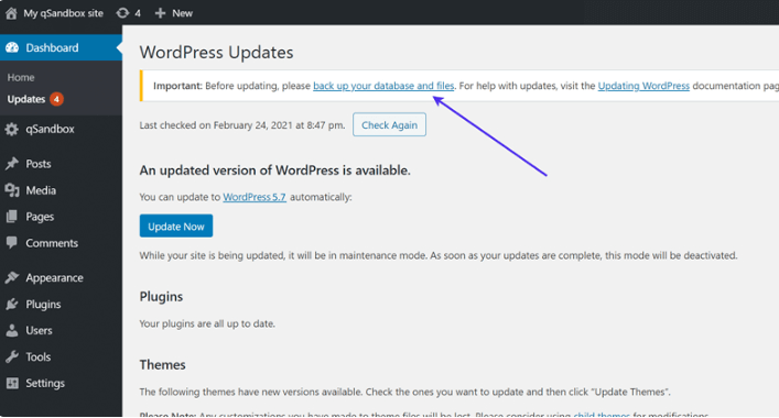 Find current version of WordPress and update