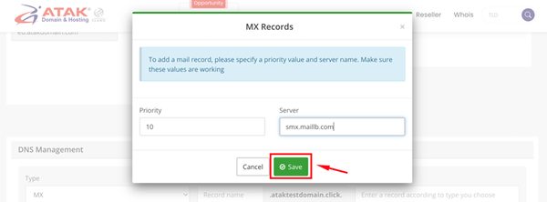 Adding an MX Record