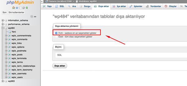 Veritabanımın Backup ını nasıl alabilirim ?