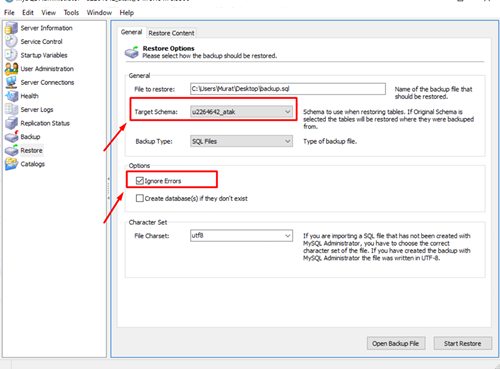 MySQL Administrator ile Veritabanı Geri Y&uuml;kleme Nasıl Yapılır?