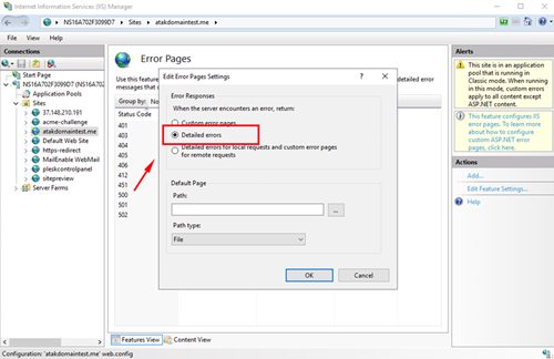 How can I enable ASP error pages?