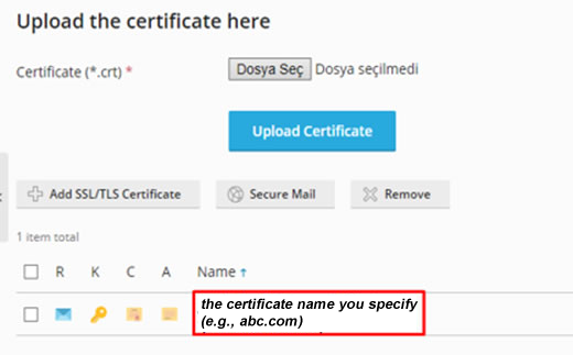 Select your certificate